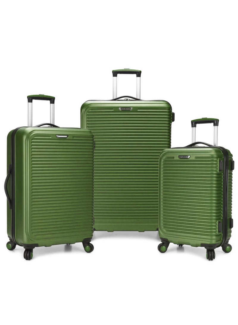Yuwell 3-Piece Luggage Sets 20/24/28 inch Hard Shell ABS + PC, Expandable Design, Spinner Wheels, Luggage Bag 3 Piece Suitcase Set Multidirectional Wheels Travel Bags Scratch-Resistant Surface Trolley Bag Luggage Green - Image 1